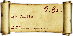 Irk Csilla névjegykártya
